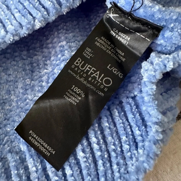 NWT Buffalo David Bitton Women’s Crewneck Ruffle Sweater Light Blue Size L - Picture 8 of 9